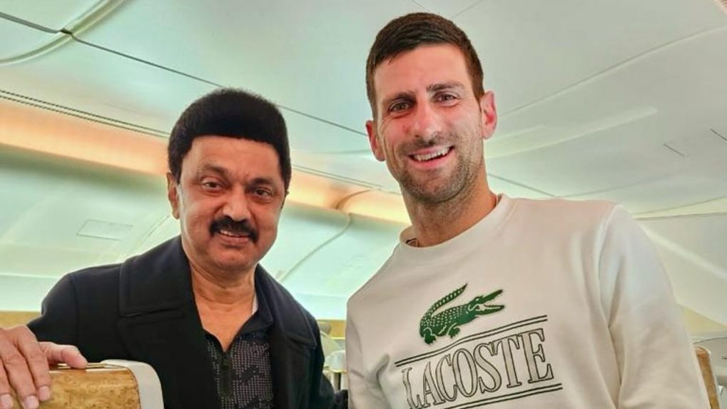 Watch: Enroute to Spain, Tamil Nadu CM MK Stalin bumps into Tennis star Djokovic mid-air