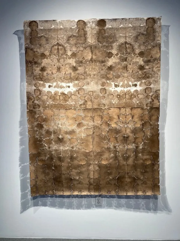 Susan Goethel Campbell uses a traditional wood block printng technique, but also makes thousands of tiny perforations in the hand-made paper that serves as the base for her work. (Daniel Tseng, Special to The Denver Post)