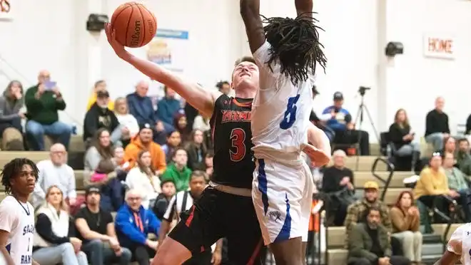 Pitman's Elijah Crispin puts up a shot during the boys basketball game between Pitman and Salem played at Pitman High School on Tuesday, January 23, 2024. Crispin reached and surpassed the 1,000th career points milestone during Pitman's 71-60 victory over Salem.