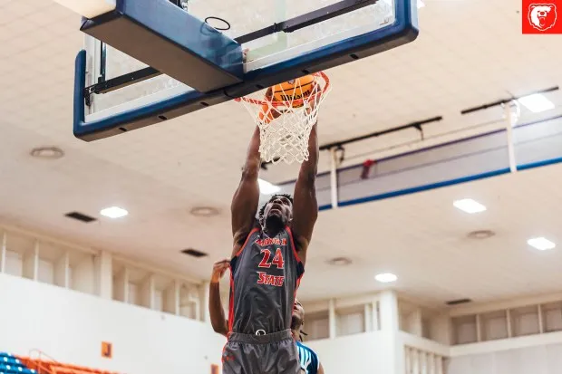 Allen Udemadu of Morgan State men's basketball leads the Bears in rebounding at 6.3 per game and is tied for the team lead in total blocks with 10. (Courtesy of Morgan State University)