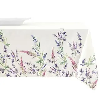 White tablecloth with lavender