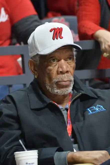 Mar 5, 2019; Oxford, MS, USA; Morgan Freeman watches a game between the Mississippi Rebels and the Kentucky Wildcats at The Pavilion at Ole Miss. Mandatory Credit: Matt Bush-USA TODAY Sports