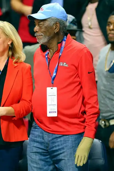 Dec 29, 2016; Oxford, MS, USA; Morgan Freeman in attendance to the game between the Mississippi Rebels and the Kentucky Wildcats at The Pavilion at Ole Miss. Mandatory Credit: Spruce Derden-USA TODAY Sports