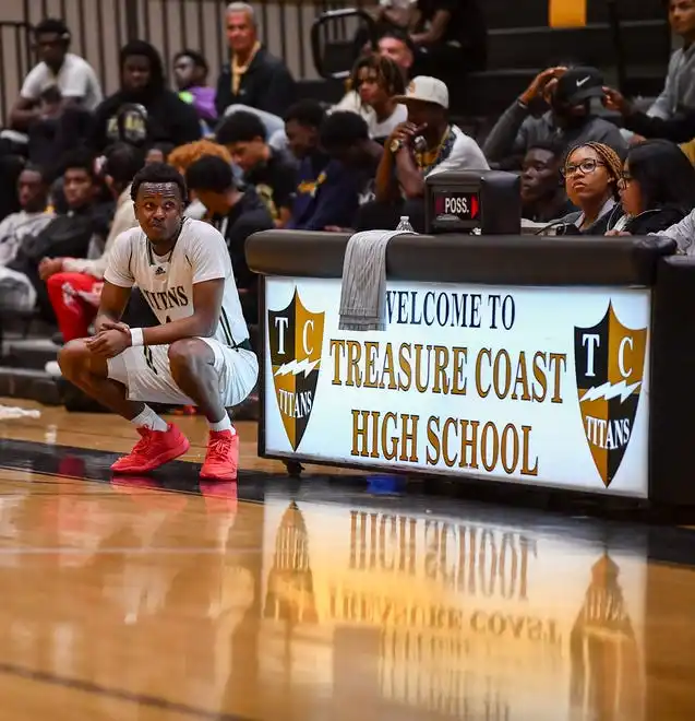 Treasure Coast hosts Okeechobee in a high school boys basketball game, Tuesday, Jan. 30, 2024, in Port St. Lucie.