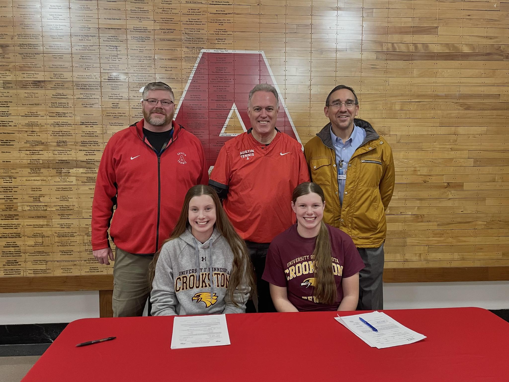 Minnesota Crookston Tennis Signs VanPelt Twins from Austin, Minn.