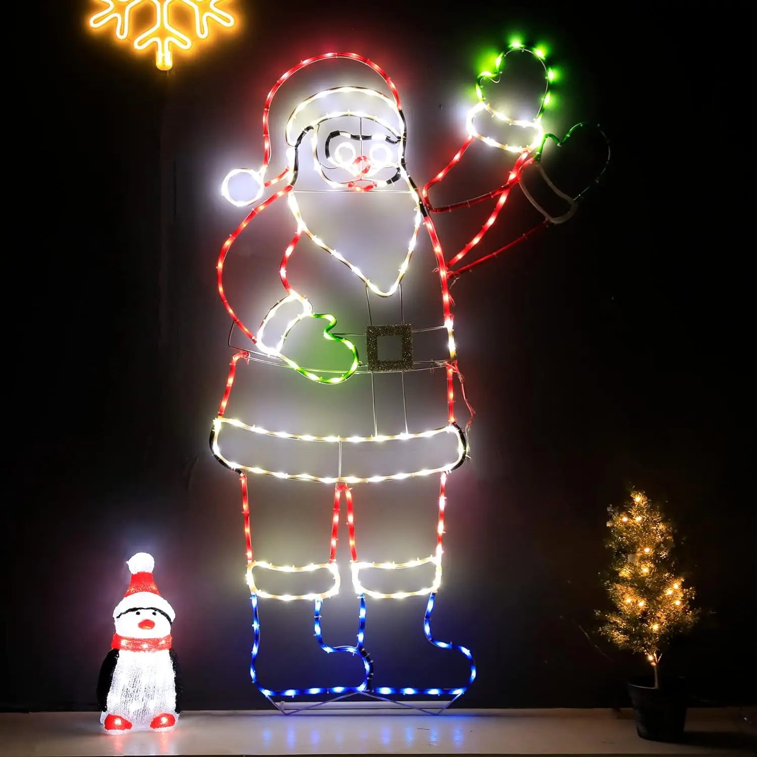 Leruckdite Santa Claus Neon Light Outdoor Christmas Decoration