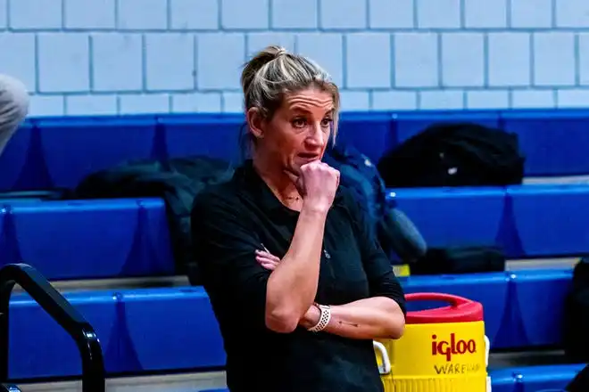 Westport coach Jen Garguilo watches from the sidelines.