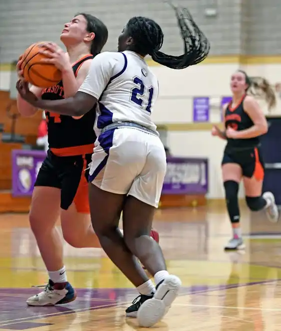 The area varsity girls basketball teams will end their regular season as Booker will host IMG Academy Blue Wed. Jan. 31, 2024, 7p.m. at Booker's Tornado Alley and the Sarasota Sailors will host the Cardinal Mooney Cougars at 6:00 p.m. on Friday Feb. 2, 2024, at Sarasota's Edward F. Howell Gymnasium. Here action between Booker and Sarasota. Booker took a two point lead in the last 38.4 seconds of remaining regulation play winning 56-54 on Thursday night Jan. 18, 2024, at Booker's Tornado Alley in Sarasota.