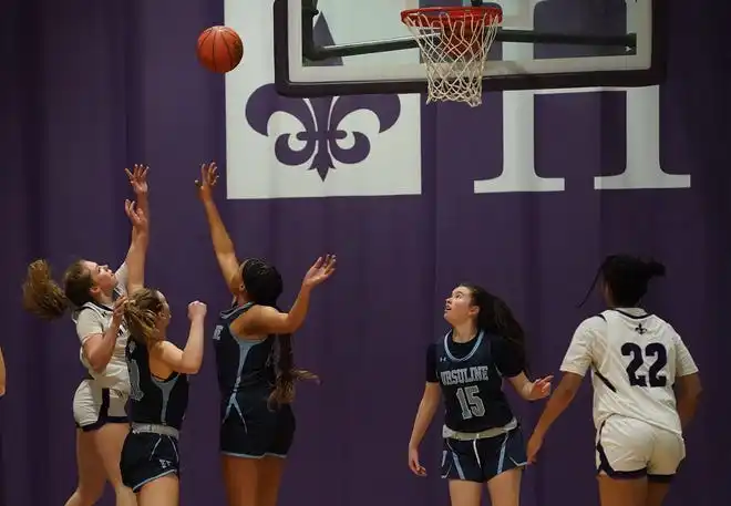 Ursuline defeats New Rochelle 78-23 in girls basketball action at New Rochelle High School on Wednesday, Jan. 31, 2024.