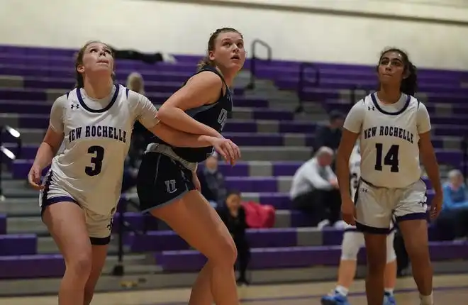 Ursuline defeats New Rochelle 78-23 in girls basketball action at New Rochelle High School on Wednesday, Jan. 31, 2024.