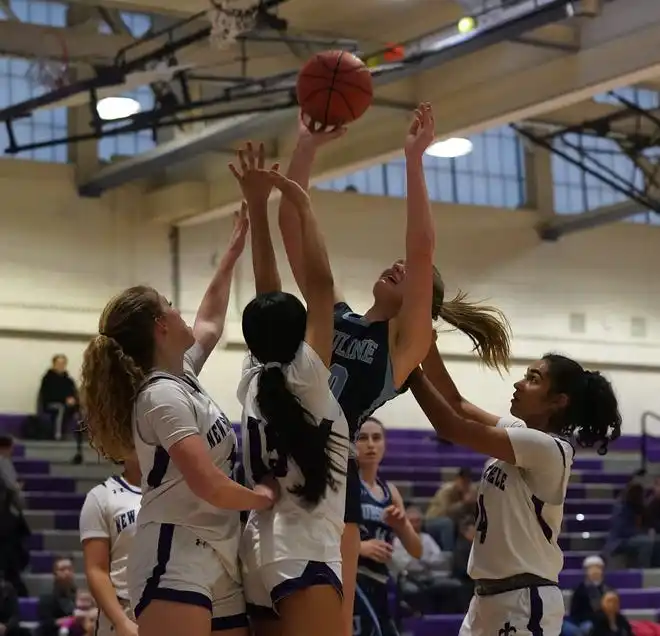 Ursuline's Catie Croker (20) drives to the basket during their 78-23 win over New Rochelle in girls basketball action at New Rochelle High School on Wednesday, Jan. 31, 2024. Croker had 4 points in the game.