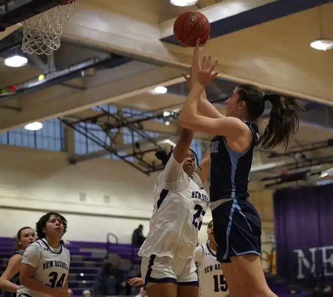 Ursuline defeats New Rochelle 78-23 in girls basketball action at New Rochelle High School on Wednesday, Jan. 31, 2024.