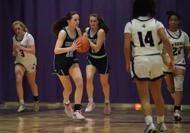 Ursuline defeats New Rochelle 78-23 in girls basketball action at New Rochelle High School on Wednesday, Jan. 31, 2024.