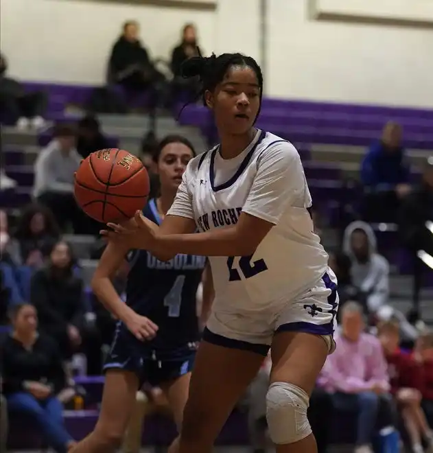 Ursuline defeats New Rochelle 78-23 in girls basketball action at New Rochelle High School on Wednesday, Jan. 31, 2024.