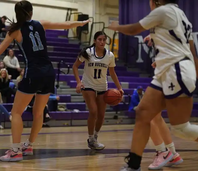 Ursuline defeats New Rochelle 78-23 in girls basketball action at New Rochelle High School on Wednesday, Jan. 31, 2024.