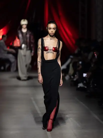 A model walks the runway at the GCDS fashion show during the Milan Fashion Week. 