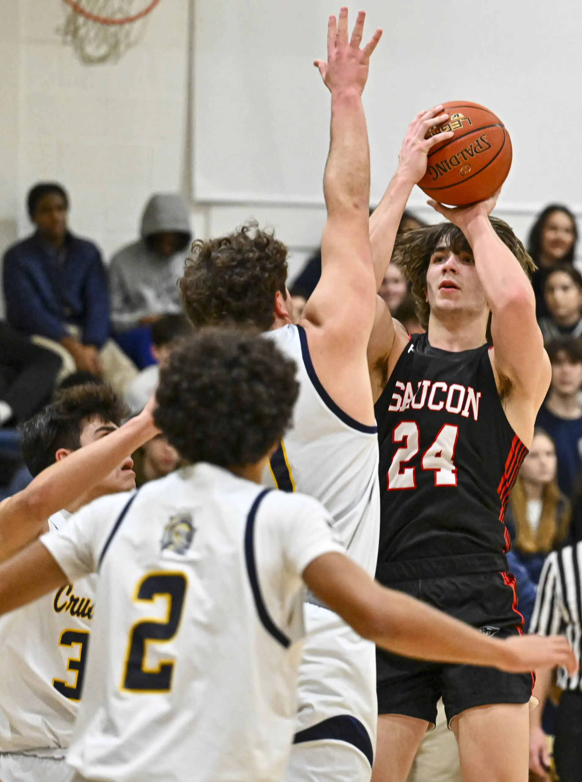 Saucon Valley's Adam Clark looks to score against Notre Dame-Green Pond during a boys basketball game on Wednesday, Jan. 31, 2024, at Notre Dame-Green Pond High School. (April Gamiz/The Morning Call)