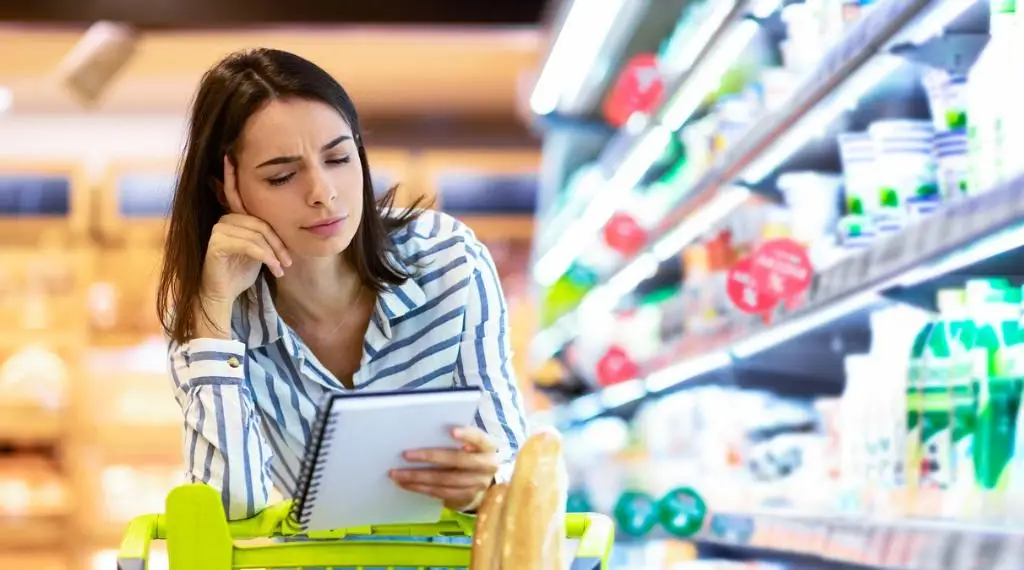 Confused consumer at grocery