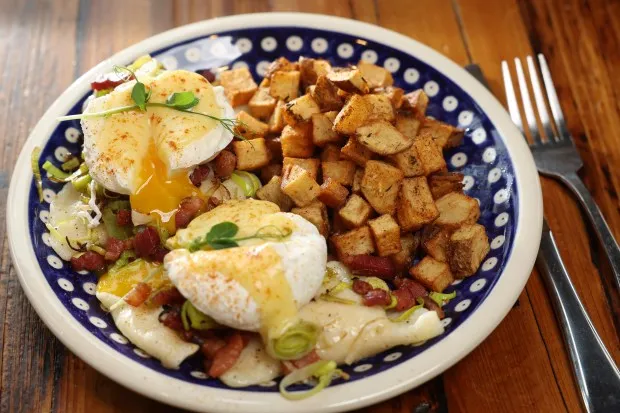 Pierogi Benedict is shown at Pierogi Kitchen, 1856 W. North Ave., Thursday, Jan. 25, 2024, in Chicago. (John J. Kim/Chicago Tribune)