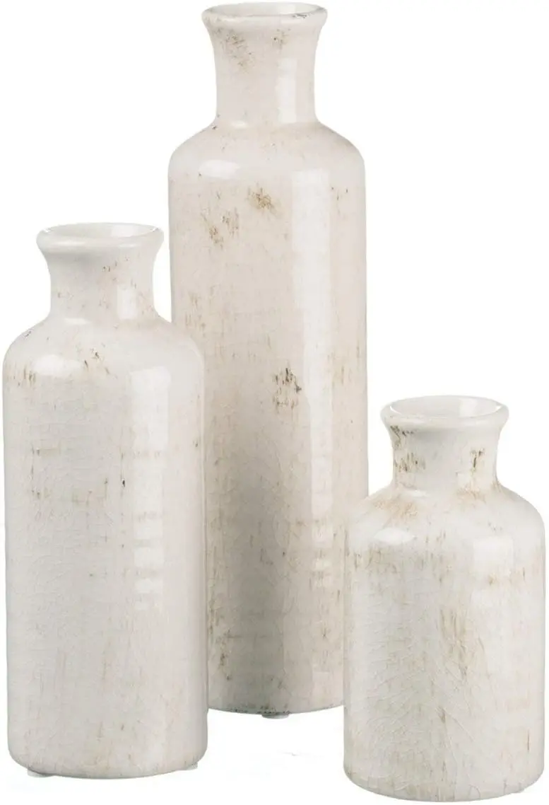 Sullivans Ceramic Vase Set Distressed White