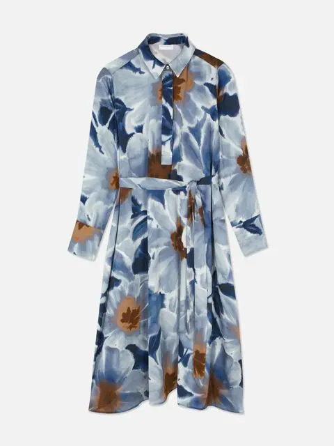 Floral satin shirt dress, £30, Primark