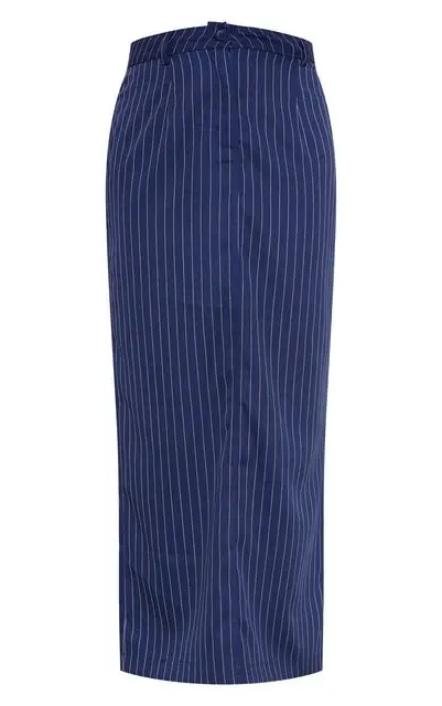 Pinstripe woven maxi skirt, £25, Prettylittlething