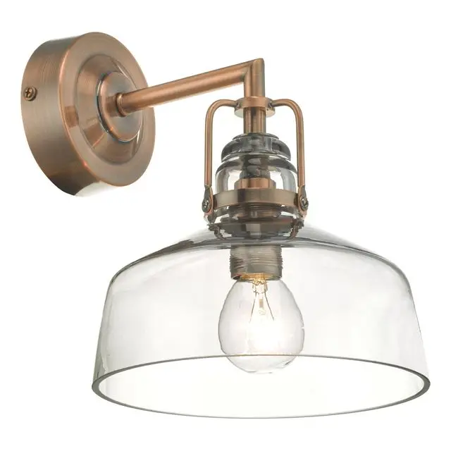 Miles Wall Light Antique Copper Smoked Glass, dar lighting group, £58.80