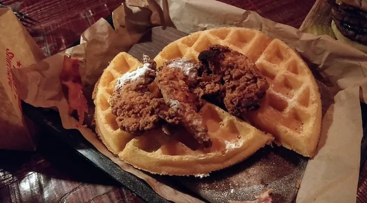 Hickory's Smokehouse waffles with chicken