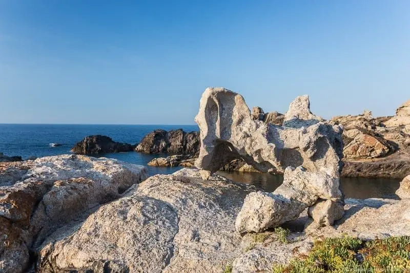 A rocky outcropping on the sea