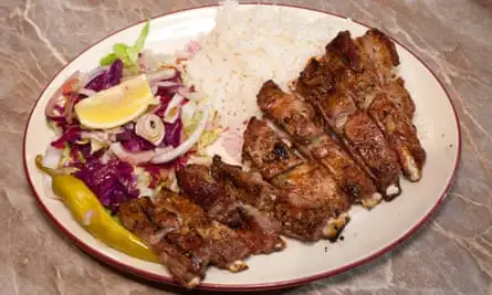 ‘Salty-sweet, crisply fatted’: lamb ribs.