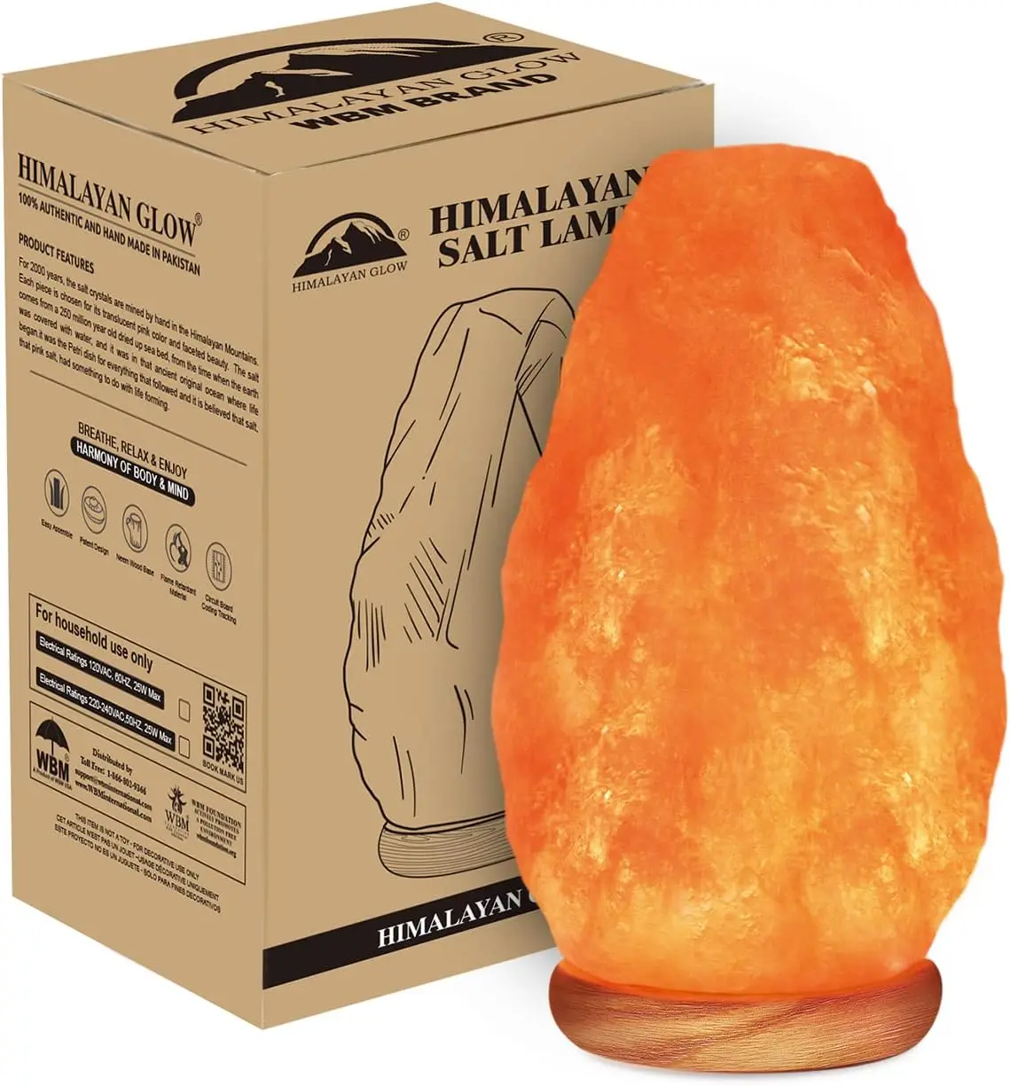 Himalayan Pink Salt Lamp with Dimmer Switch