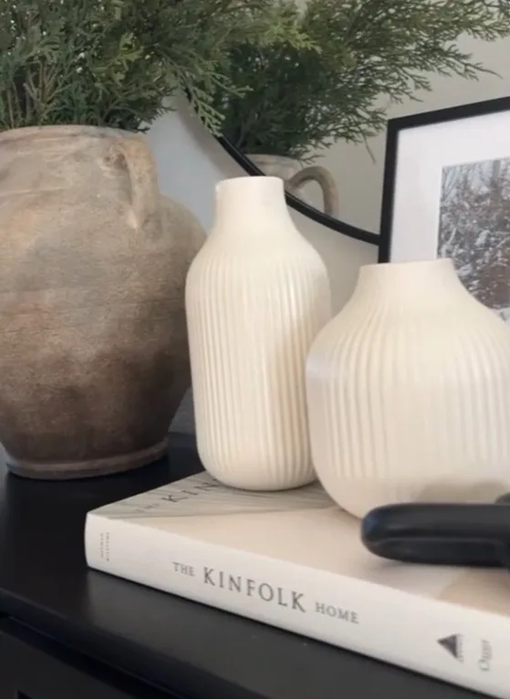 These ribbed ceramic pots looked great on her sideboard