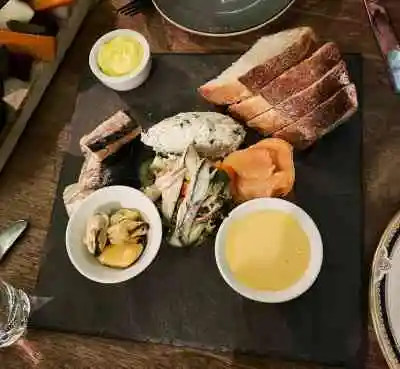 A platter of smoked and cured fish