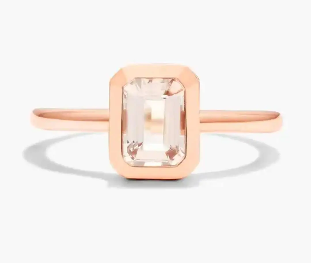 14K Rose Gold Bezel Morganite Ring