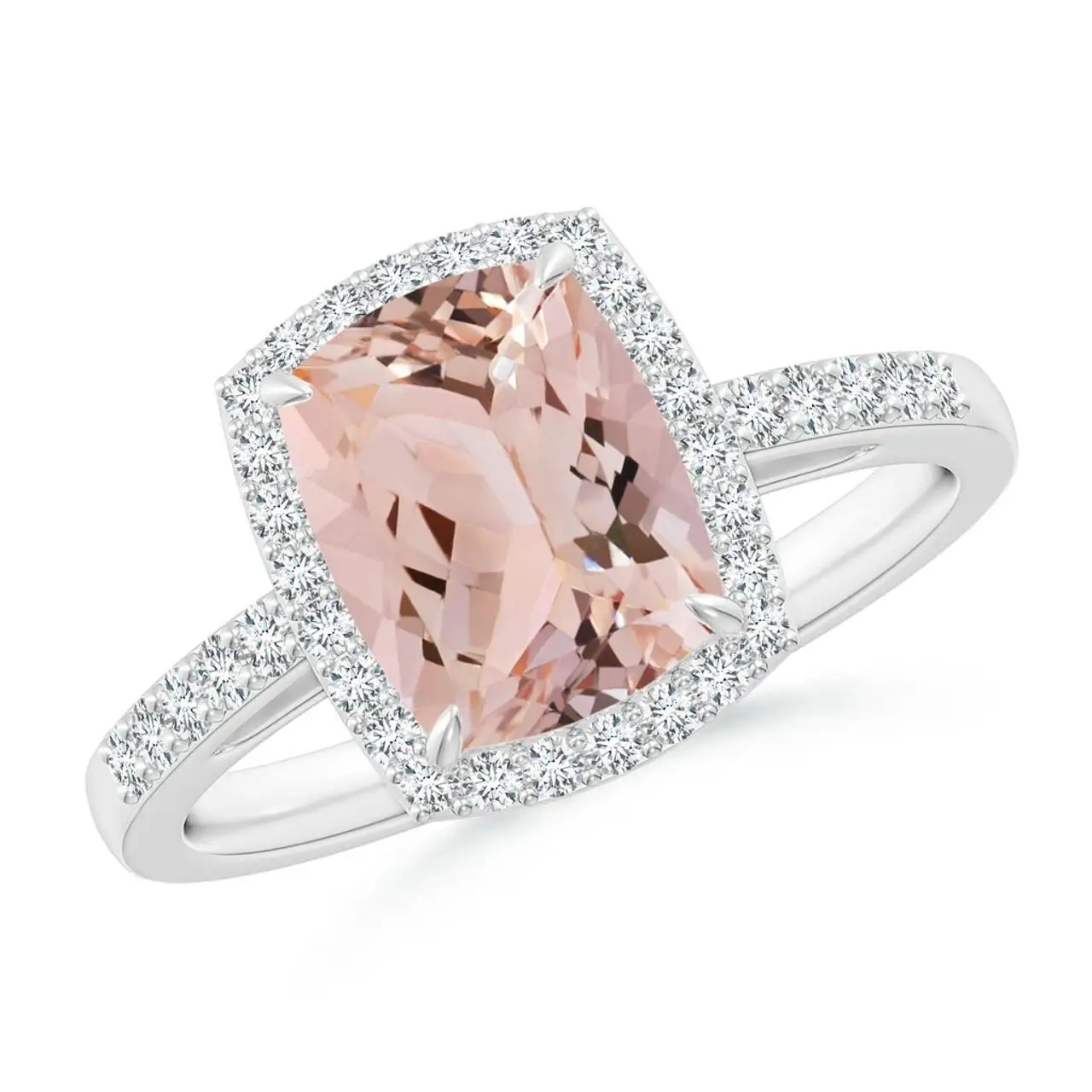 Angara Cushion Cut Morganite Ring