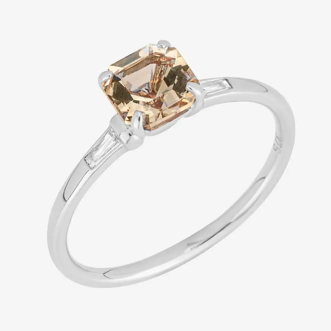 Asscher Cut Ring with Baguettes 