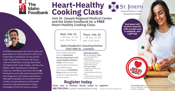 St. Joseph Regional Medical Center and The Idaho Foodbank Partner to Host Free Heart-Healthy Cooking Classes