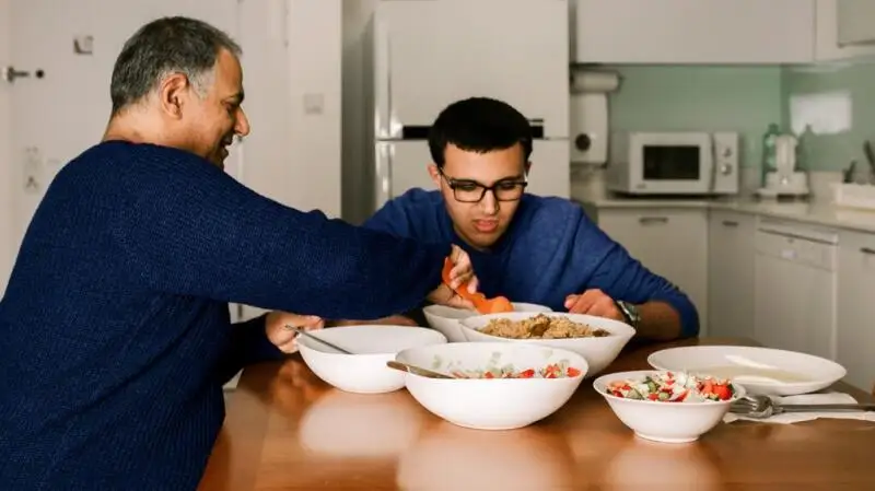 A family eating together