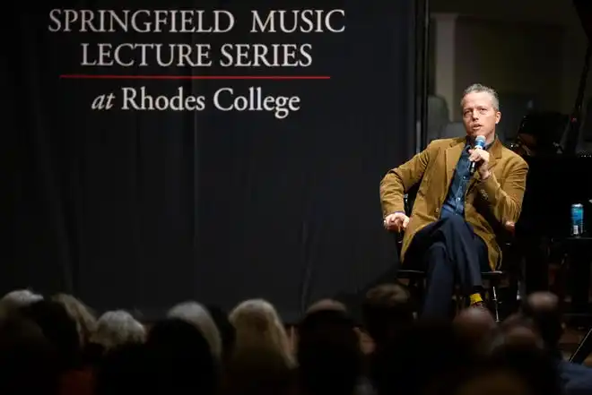 Jason Isbell speaks about his music and career as part of the Springfield Music Lecture Series at Rhodes College in Memphis, Tenn., on Wednesday, February 7, 2024.