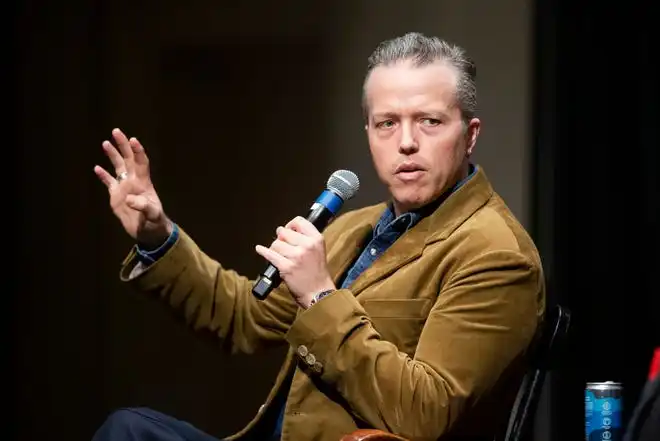 Jason Isbell speaks about his music and career as part of the Springfield Music Lecture Series at Rhodes College in Memphis, Tenn., on Wednesday, February 7, 2024.