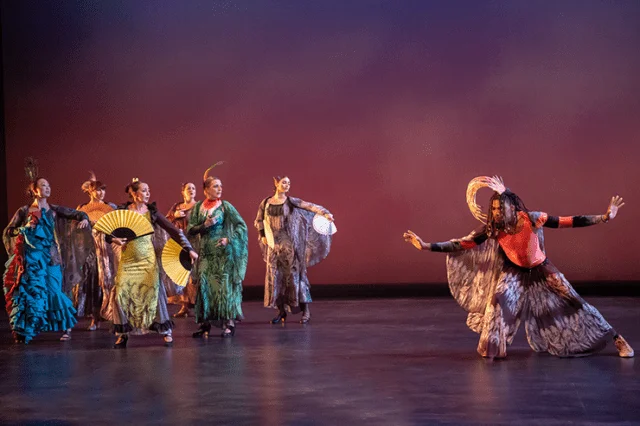 Members of the Zorongo Flamenco Dance Theatre performing an excerpt from “The Conference of the Birds” in the fall of 2022 at the Cowles.