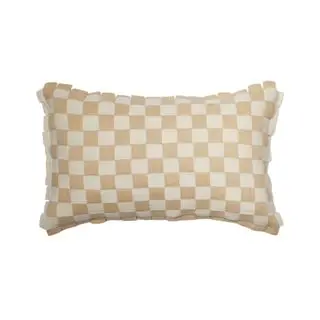 Neutral checkered accent pillow