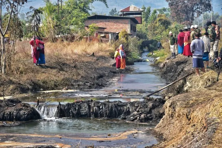 Locals along with forces gathered to observe the remnants.Photo by Robinson Wahengbam