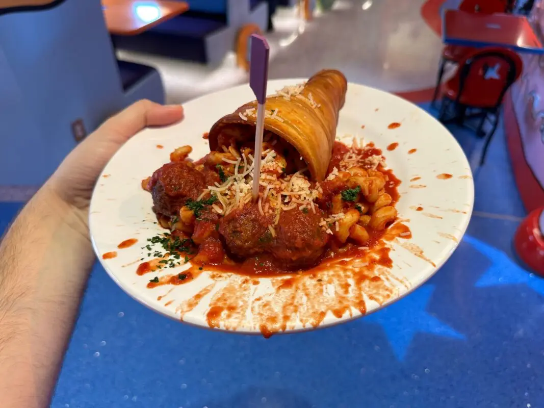 Wide shot of the Vegetarian Magician Meatball Cone