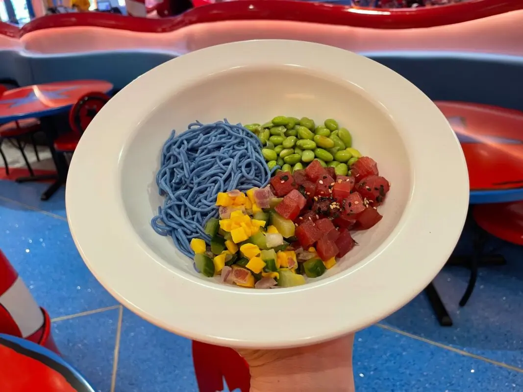 Wide shot of the Red Fish Blue Fish poke bowl