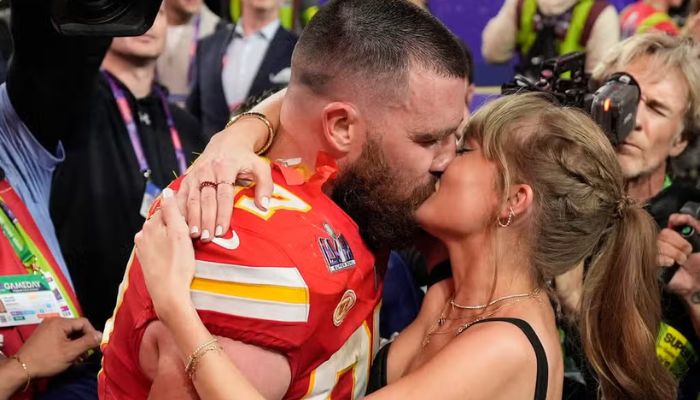 Taylor Swift Celebrates Travis Kelce’s 2024 Super Bowl Victory with a Kiss