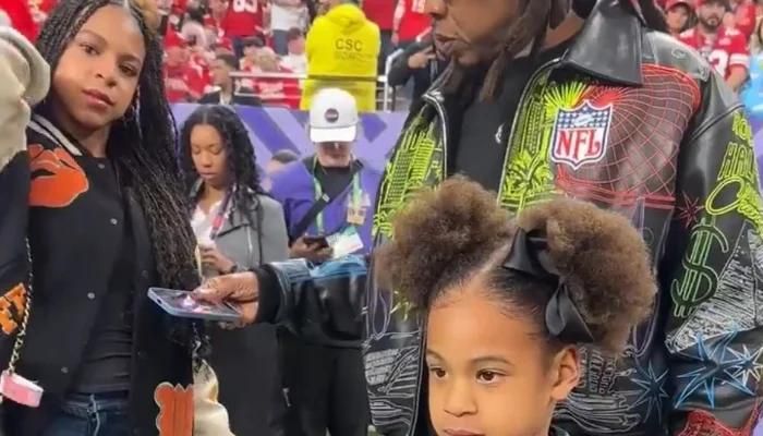 Jay-Z Attends the 2024 Super Bowl His Daughters