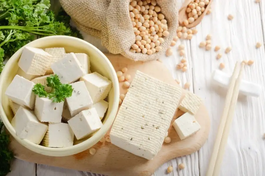 Artistic aerial shot of tofu