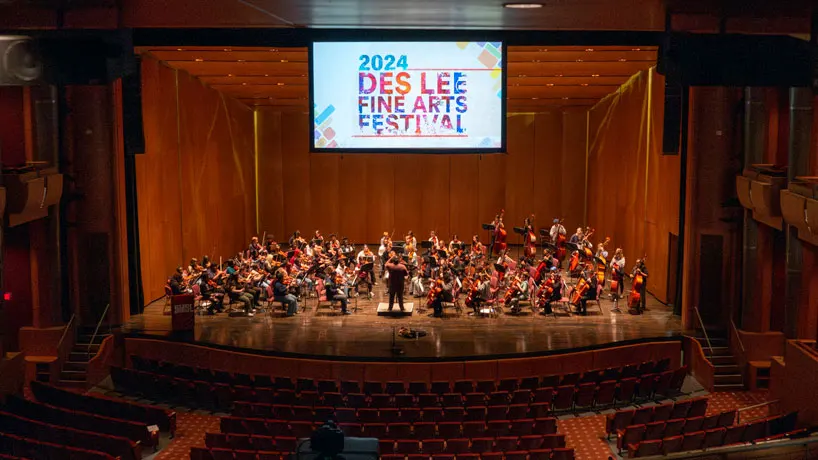 High school orchestra on stage