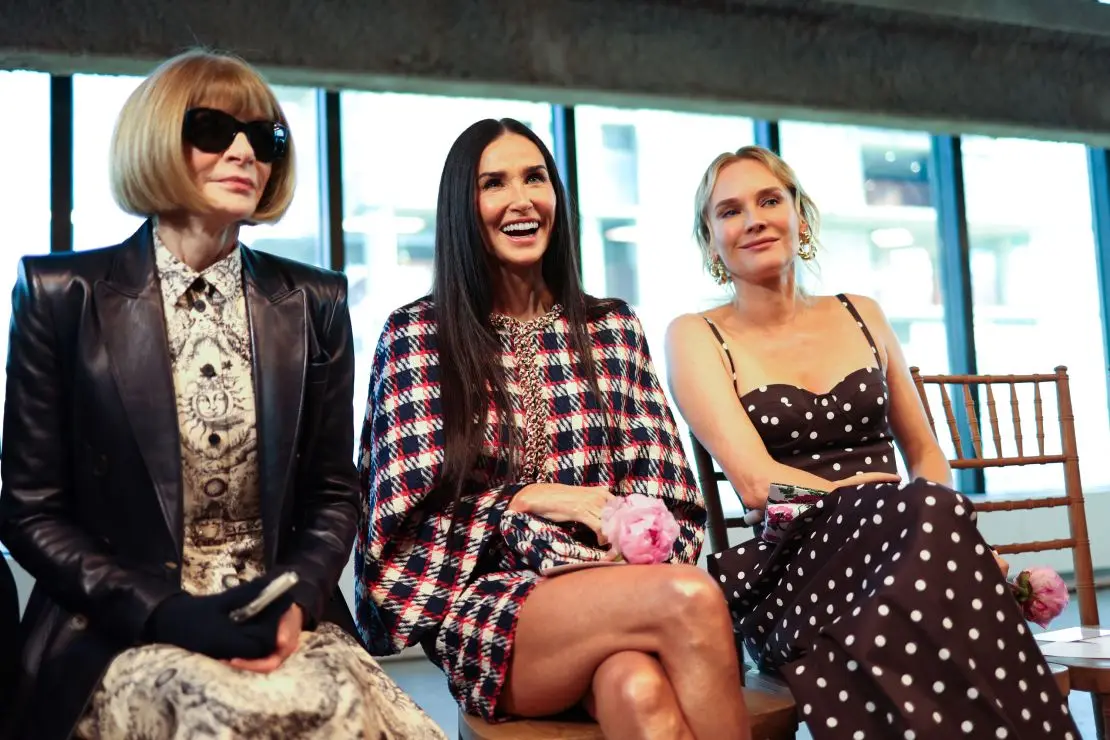 Anna Wintour, Demi Moore and Diane Kruger at the Carolina Herrera runway show on Monday.